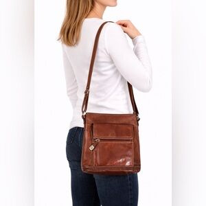 GIANI BERNINI VENICE CROSSBODY BAG ORGANIZER HANDBAG GLAZED LEATHER